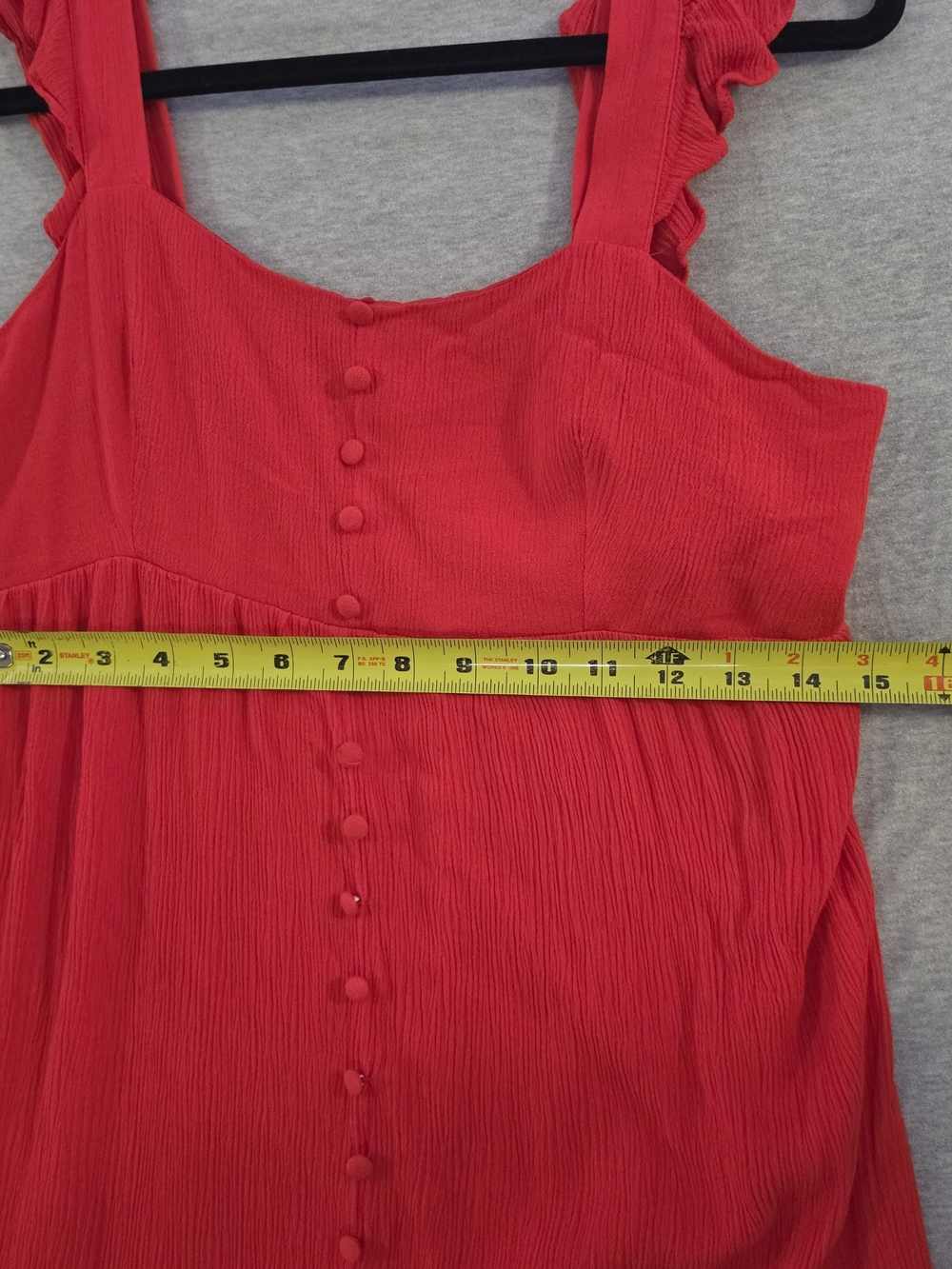 BB Dakota by Steve Madden Vibrant Red/Orange Maxi Dress with Button Front - Picture 7 of 8